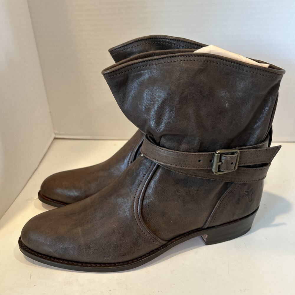 Frye Women Dorado 77547 Ankle Leather Boots moto shoes Size 11m Brown NWT - Picture 3 of 9